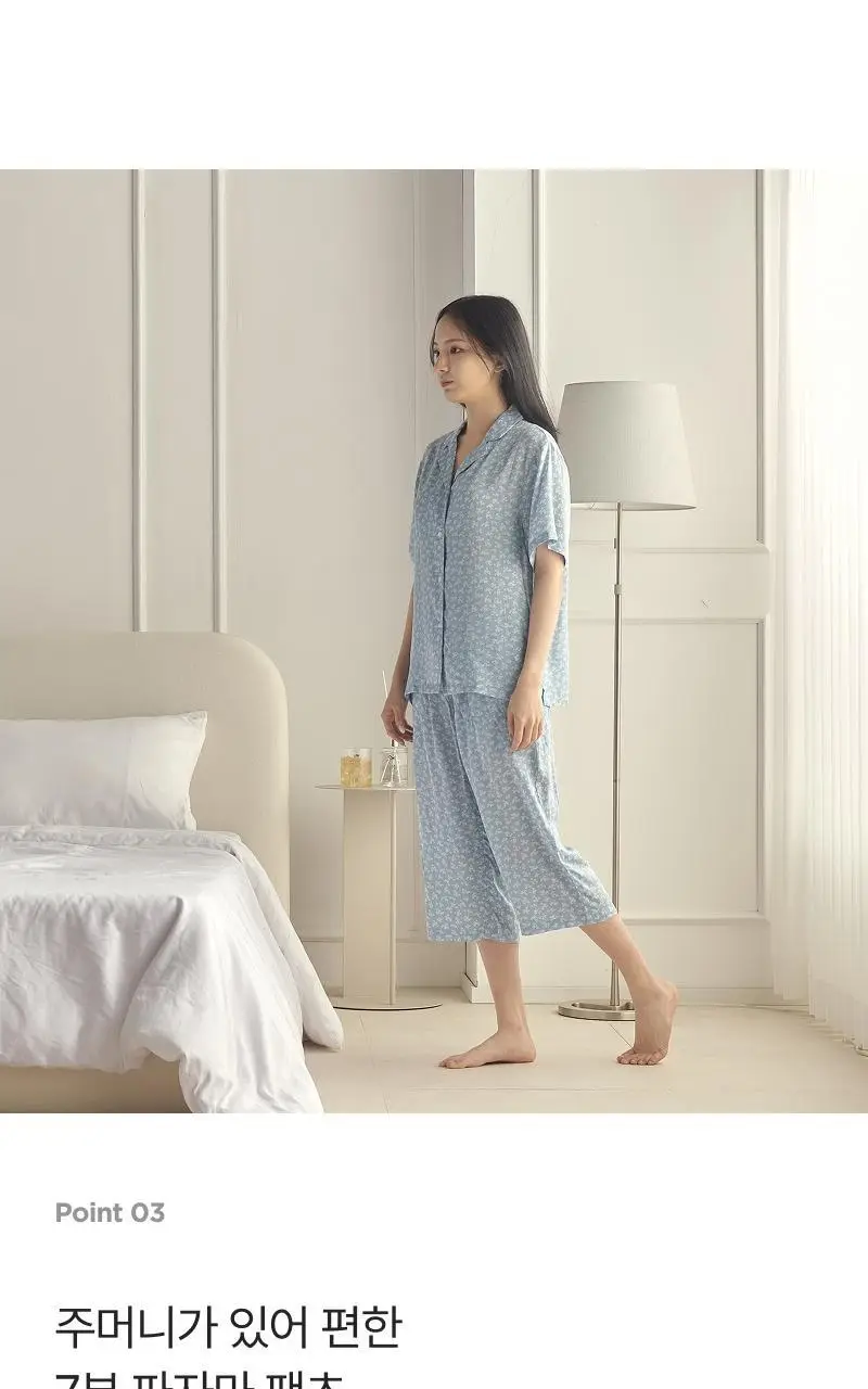 [모던하우스] L 모달100% 부드럽고 시원한 7부바지 블루꽃 상세페이지 8